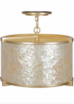 Metropolitan Sommers Bend Semi Flush Light Capiz Shell Gold
