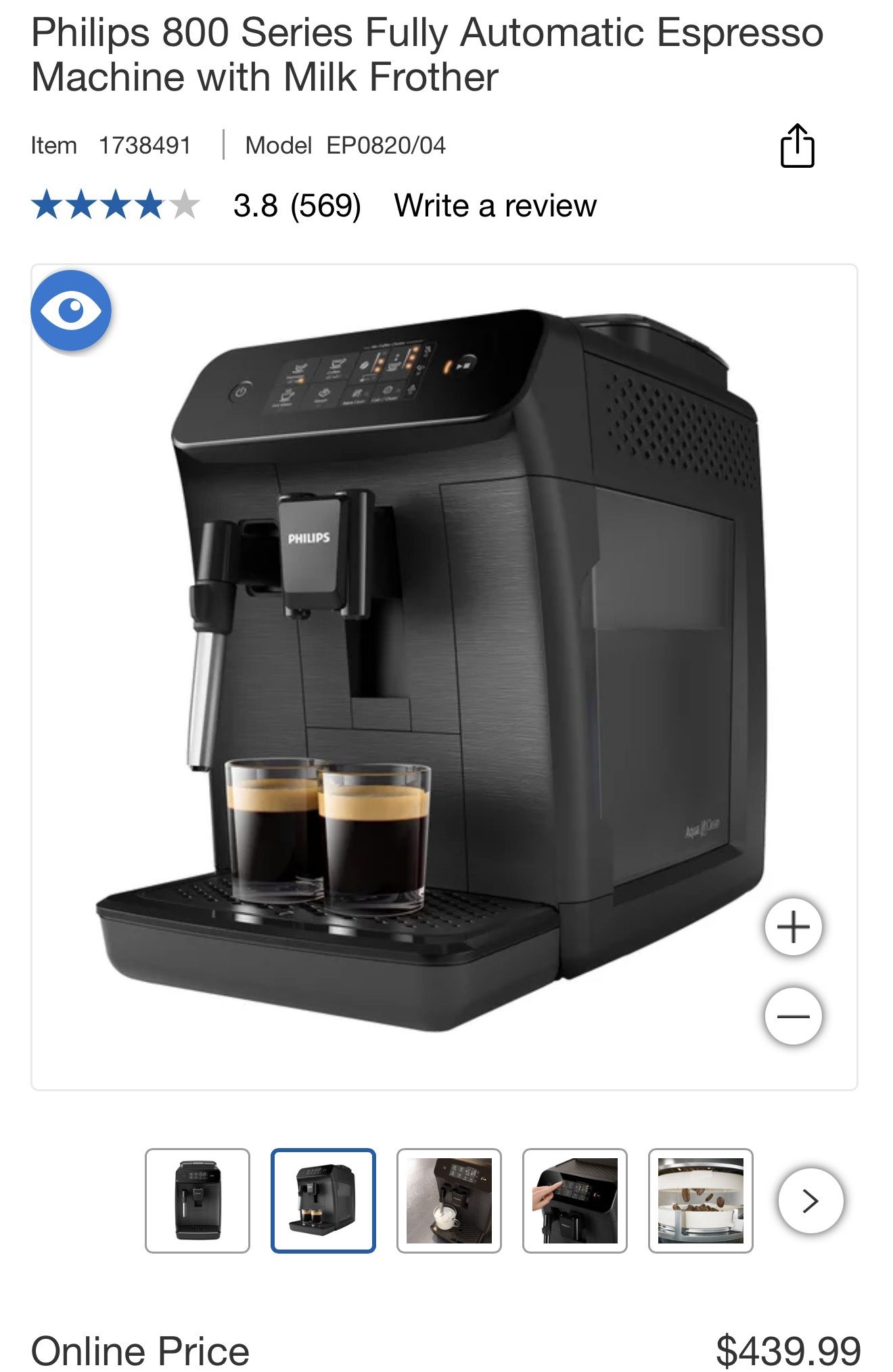 Philips 800 Series Fully Automatic Espresso Machine with Milk Frother [Brand NEW in Box]