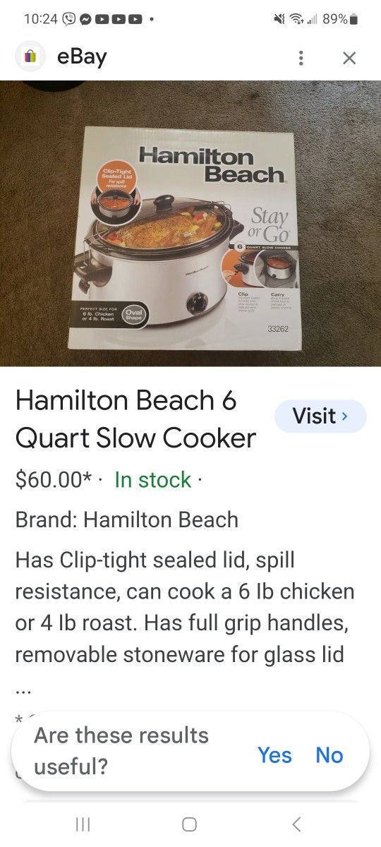 New Hamiltion Beach Slow Cooker