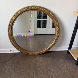  Large Round Gold Ornate Vintage Mirror