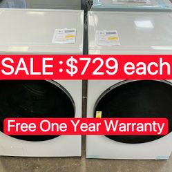 LG 4.5 cu. ft. Stackable Smart Front Load Washer + 7.4 cu. ft. Vented Stackable SMART Gas Dryer - Free One Year Warranty
