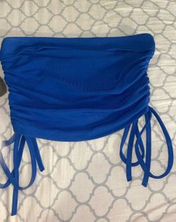 Blue Strapless Ruched Tube Top Women’s XS