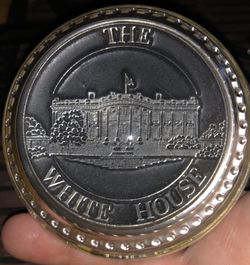 Pewter and Glass Paperweight The White House