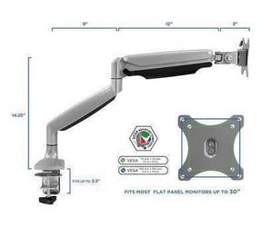 SALE! New Height Adjustable Monitor Single Monitor Desk Mount Gas Spring Arm Silver MI-1771