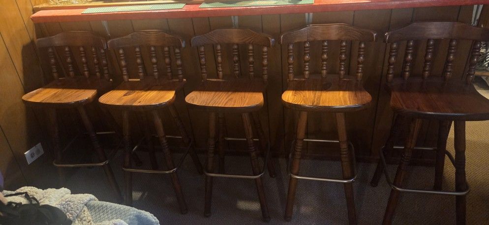 Vintage Bar Stools that Swivel Solid Wood