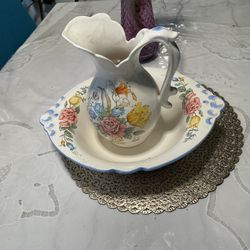  [ ] Antique pitcher and water basin