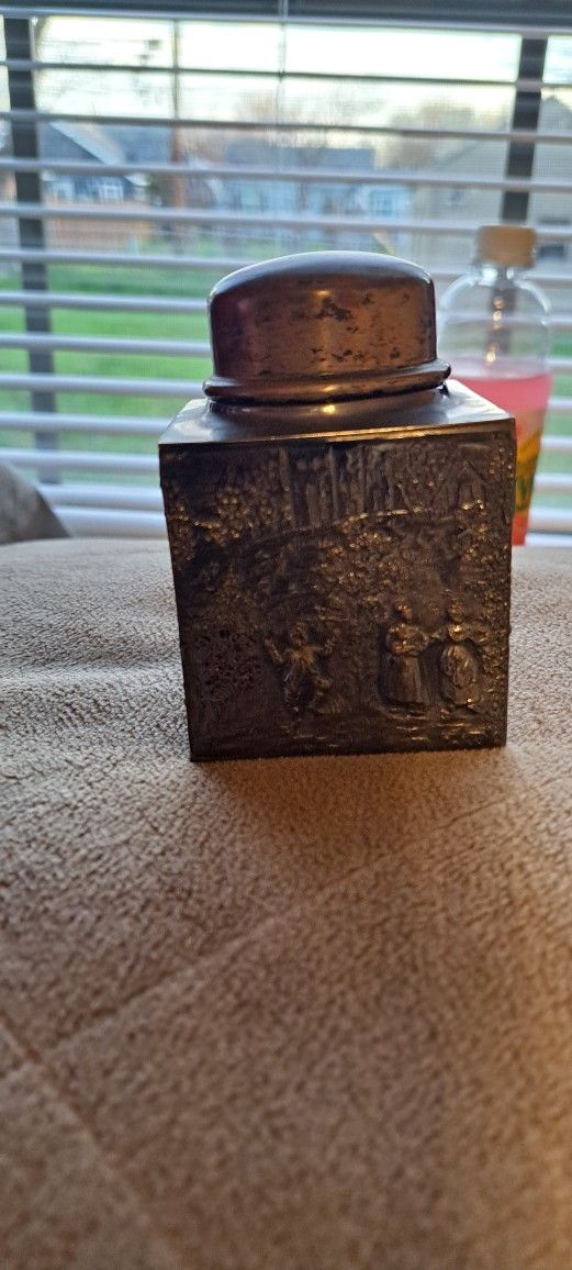 Vintage Tea Spice Silver Caddy Jar.