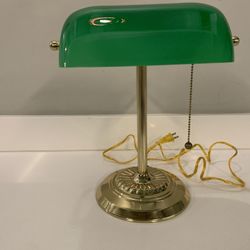 CATALINA Vintage Bankers Desk Lamp Green Glass Shade Antique Table Light *WORKS 14" tall $75 OBO  