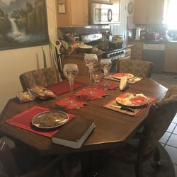 Octagon solid oak table