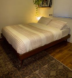 Mid-Century Modern Wood Platform Bed Frame