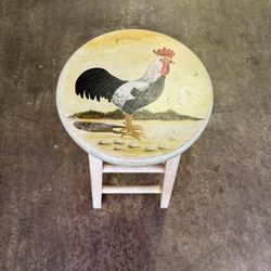 Hand Painted Rooster Stool