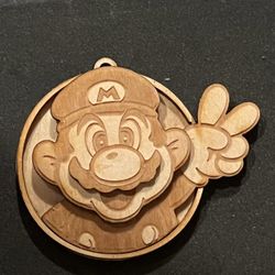 3D Wooden Mario Keychain