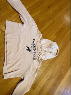 Jackson Hole Wyoming Pink Cropped Hoodie - Women’s Small