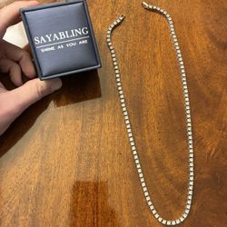 New Sterling Silver Tennis Necklace