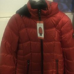 Nautica water-resistant windbreaker jacket in red. 