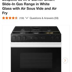 AS IS Samsung Bespoke 30 in. 5-Burner Smart Slide-In Gas Range in White Glass with Air Sous Vide and Air Fry