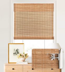 Bamboo Roman Shades 29"W × 64"H - Cordless, No Drill