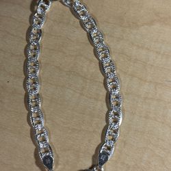 9” diamond cut Figaro bracelet or anklet 7mm 15.61g