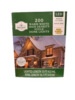 Holiday Time - 200 LED Warm White High Density Icicle Lights White Wire 15 ft
