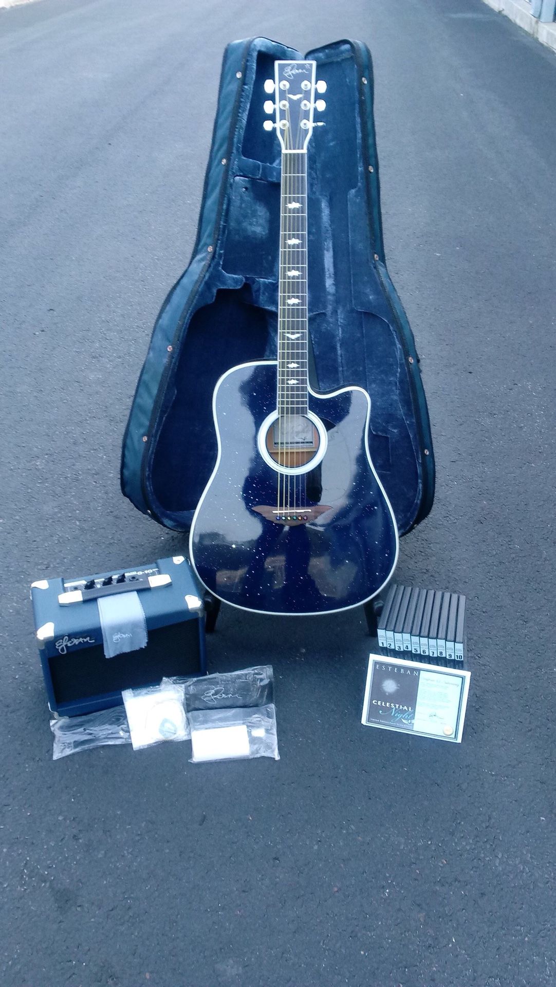 Esteban - Limited Edition “Celestial Night” Steel String Acoustic/Electric Guitar & Accessories