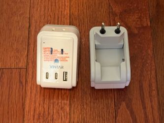 2 Compact European Travel Plug Adapters with USB