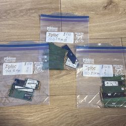 A lot of SSD drives (128, 256, 512 GB)