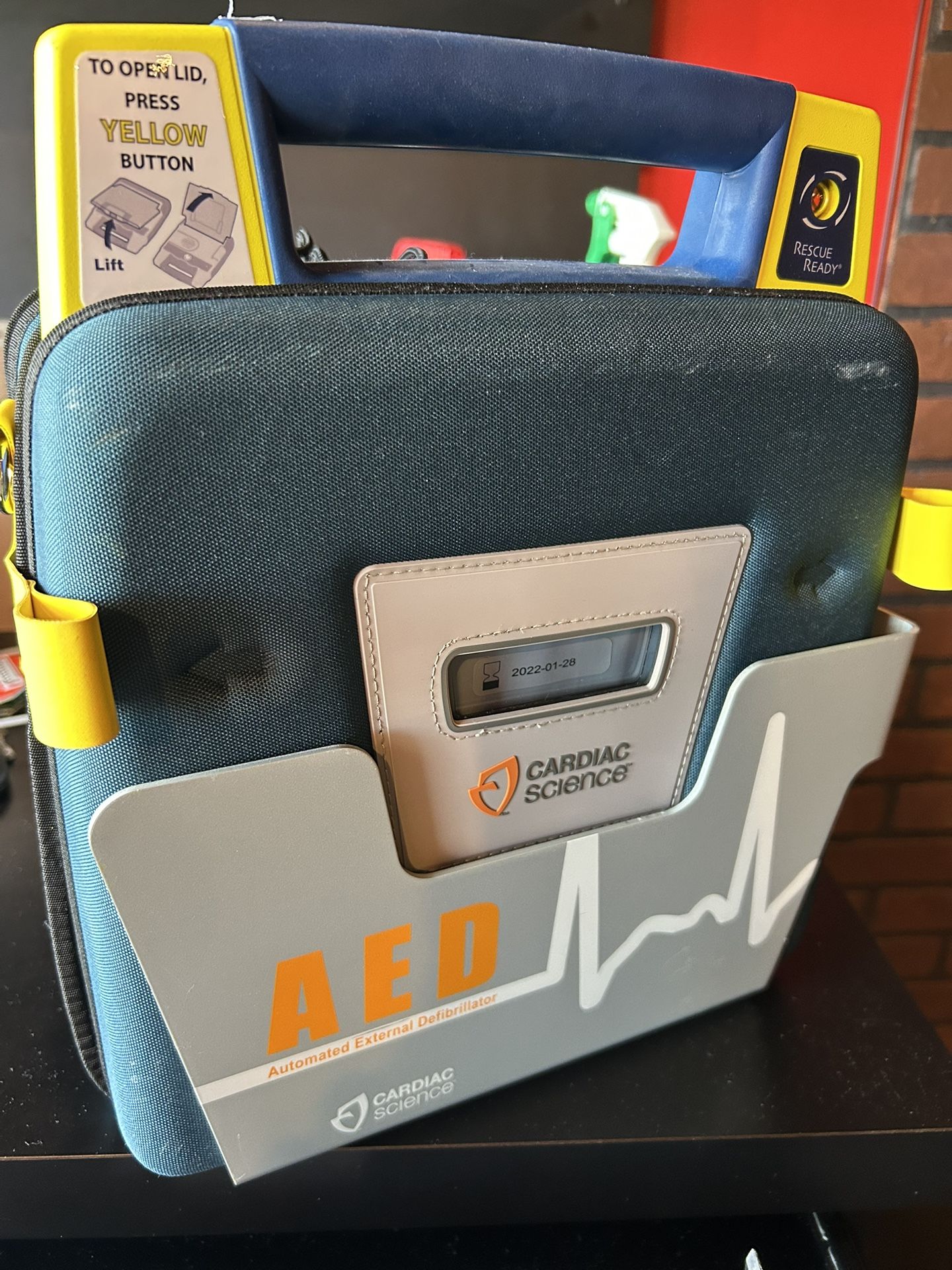 Exercise Equipment, AED (needs battery soon), jump rope holder, mits, Kick Shield, etc.