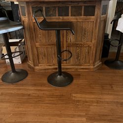 Solid Wood Bar And Stools 