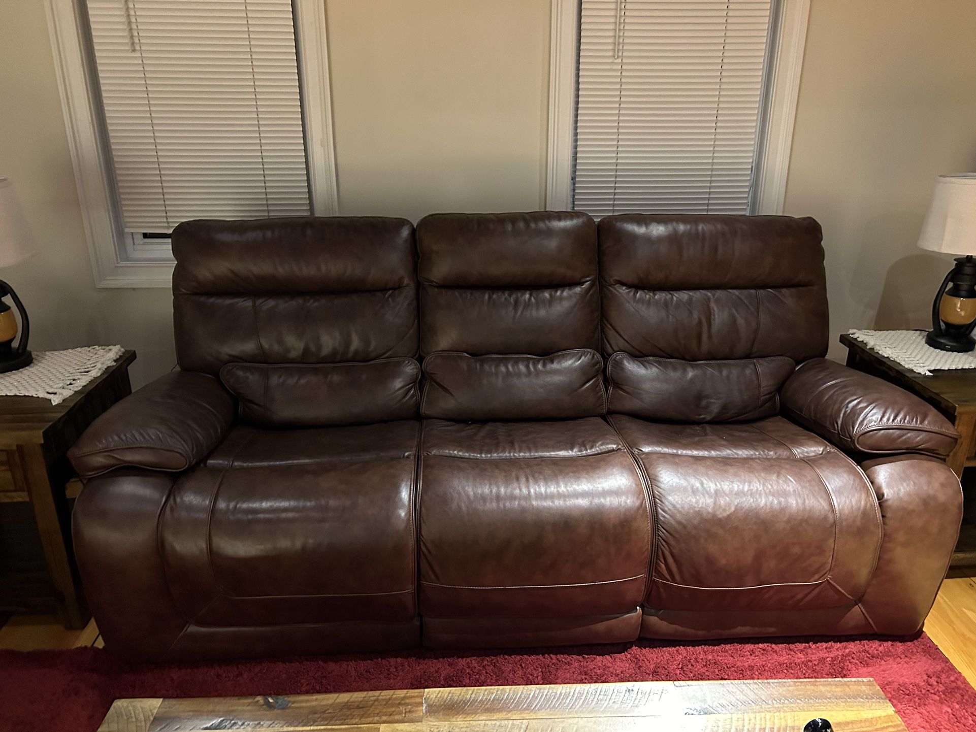 Leather Power Reclining Couch And Love Seat