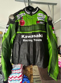 Kawasaki Racing Team Leather Motorcycle Jacket – Green & Black Biker Jacket – Moto GP Style Riding Jacket – Men’s Racing Leather Jacket