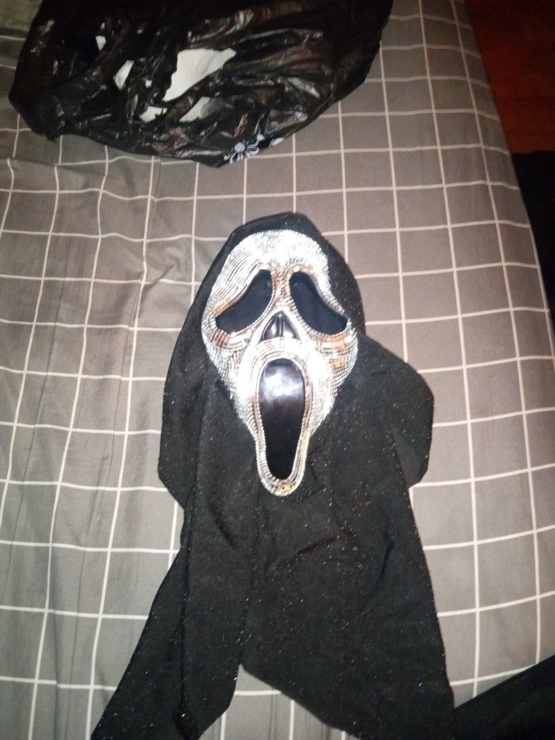 Ghost Face Blinged Out Mask..With Hooded Gown..