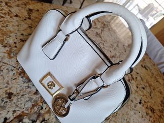 White Saffiano Leather Satchel Handbag