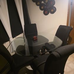 Glass Table with Cloth Chairs 