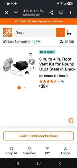 Broan-NuTone 3 in. to 4 in. Roof Vent Kit Black