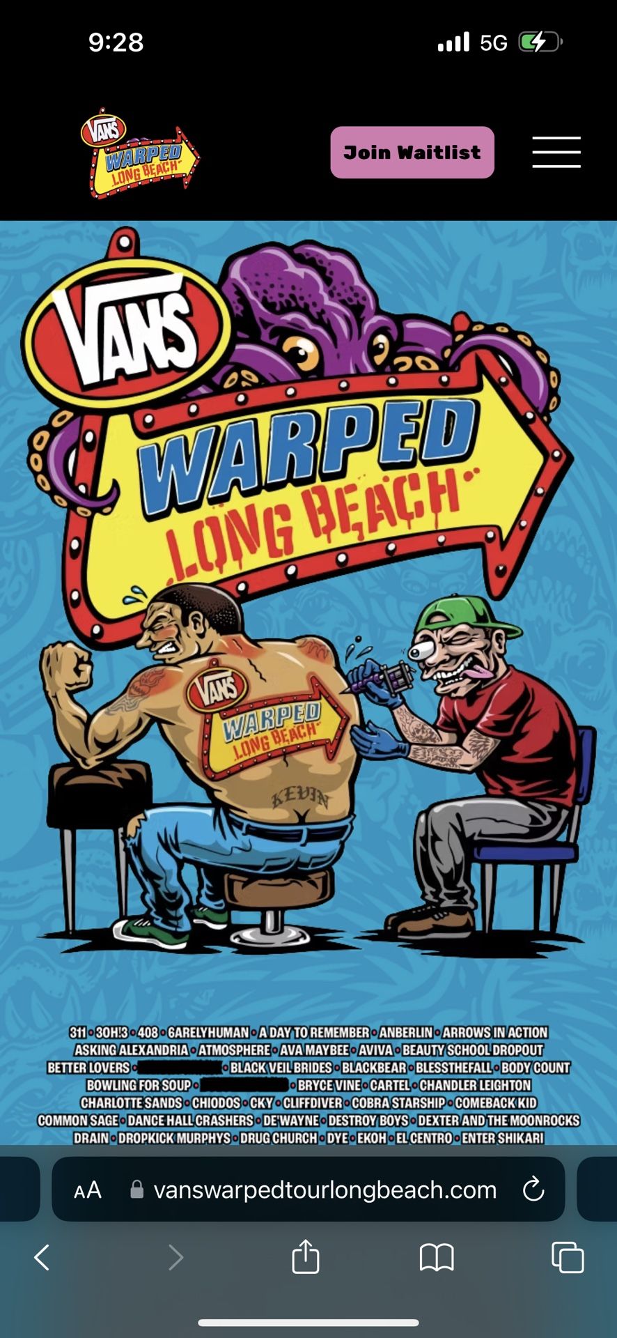 2 GA PASSES - VANS WARPED TOUR LONG BEACH, Ca 2025