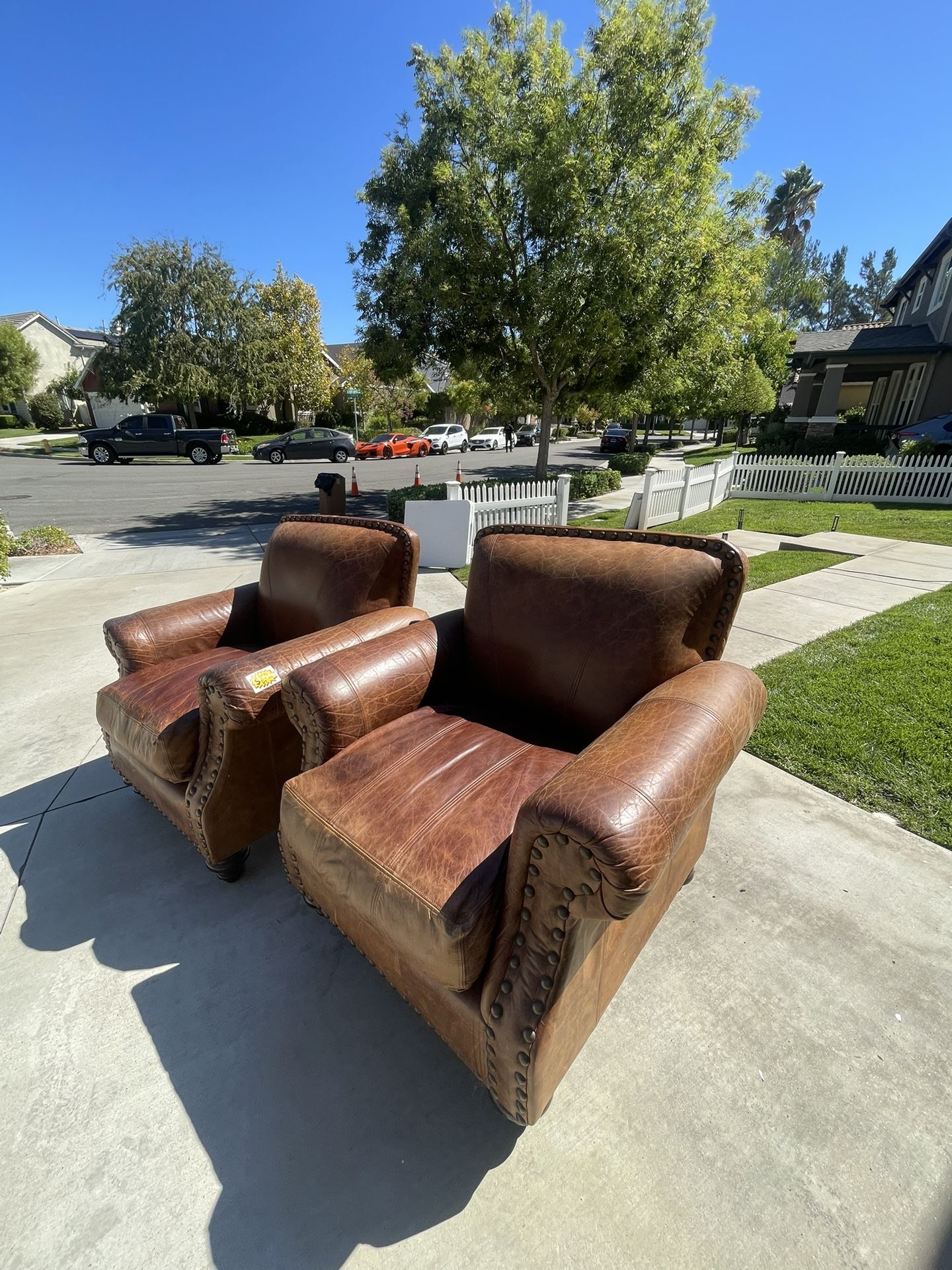 Set of Vintage Brown Leather Chairs