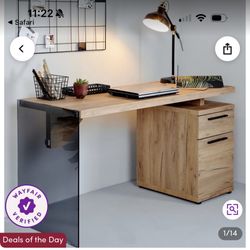 Modern Oak Writing Desk with Storage