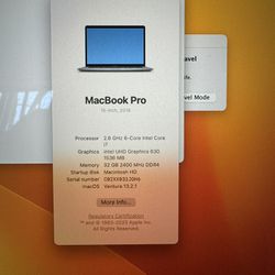 MacBook Pro 15 2.6 GHz 6 Core. i7