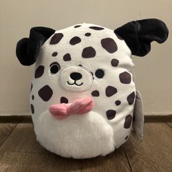 squishmallow dustin- dalmation with bowtie 8 inch