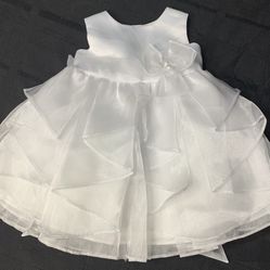 Beautiful Kid Collection toddler girl size 12 month all white baptism or party dress 