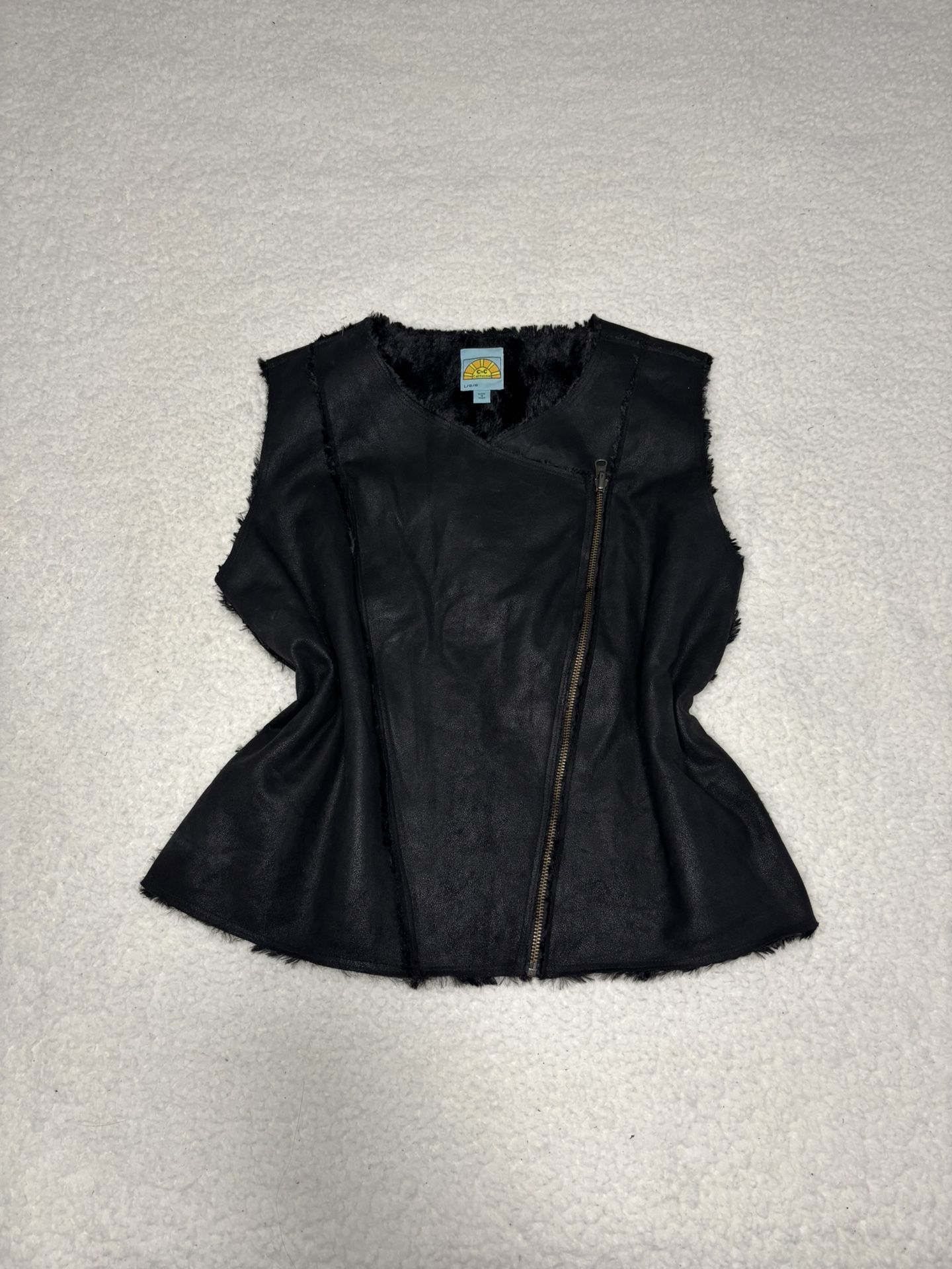 C&C California Women Black Faux Suede Fur Reversible Vest