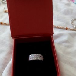 925 Silver Ring With Pink And Purple Stone