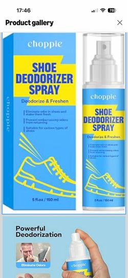 Choppie Shoe Deodorizer Spray (5 Fl Oz), Deodorizer for Destroy Embarrassing Odors, Foot Spray for Smelly Feet, Shoe Smell Eliminator