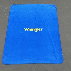 Blanket Fleece Wrangler Text Yellow Throw Blue Camping Western 50" x 60"
