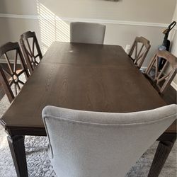 Elegant Dining Table Set with Six Chairs