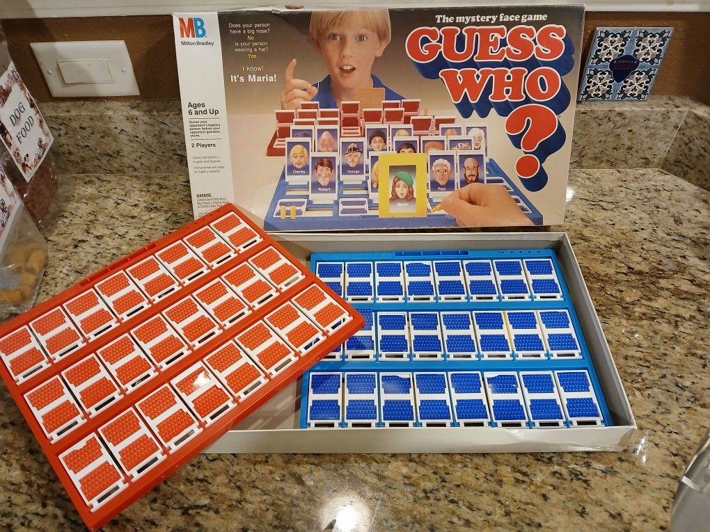 Vintage 1987 Guess Who? Game by Milton Bradley - Mystery Face Game for Kids - 1980s Games - Retro Family Game Night - 2 Player Game