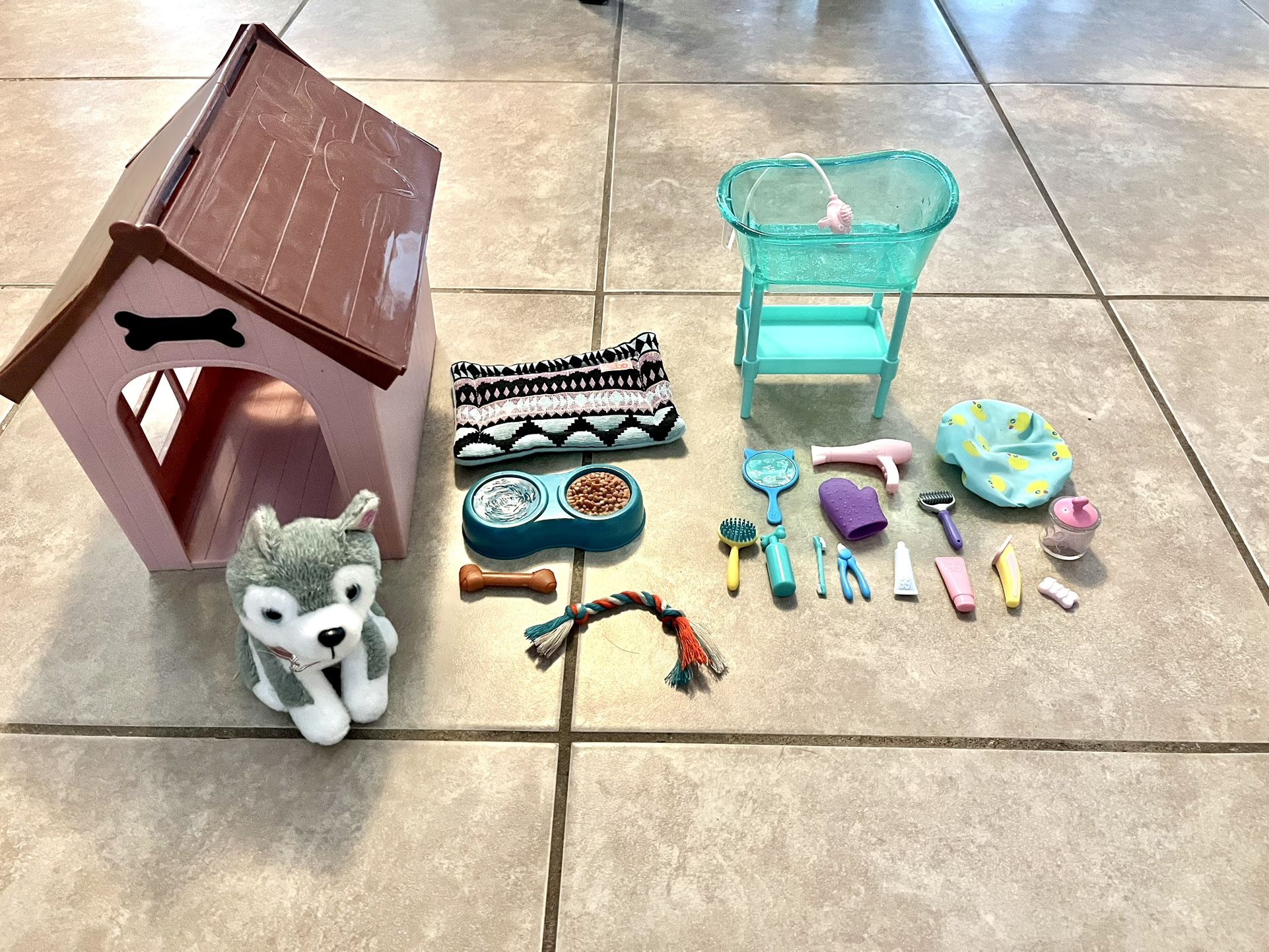 Glitter Girls Husky Bath And House Toy Set