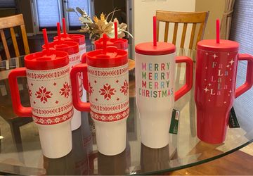 Brand new stainless steel 40 oz tumblers-all 7 for $45. Price is firm. Higley and ray.