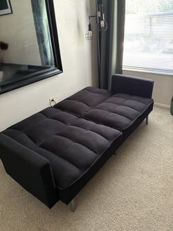 Black Tufted Futon Sofa Bed