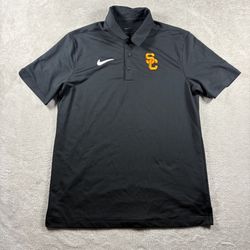Nike USC Trojans Men’s Medium Black Dri-FIT Polo Shirt Embroidered Logo #2103